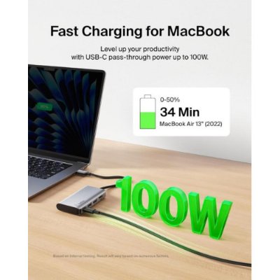 Belkin USB C 4'ü 1 Arada Çok Bağlantı Noktalı Adaptör (4K HDMI, USB-C 100W PD Geçişli Şarj ve Daha Fazlası için 2 x USB A Bağlantı Noktası ile) - Outlet