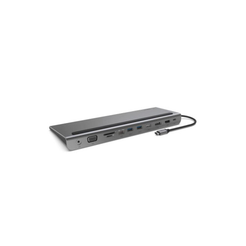 Belkin USB-C Hub, 11'i 1 arada Çoklu Bağlantı Noktalı Adaptör Yuvası, 4K HDMI, DisplayPort, VGA, USB-C ve 100W, Bağlı Cihazdan Şarj Etmek İçin, 3x USB A, Gigabit Ethernet, SD, MicroSD, 3,5 mm Jak Outlet