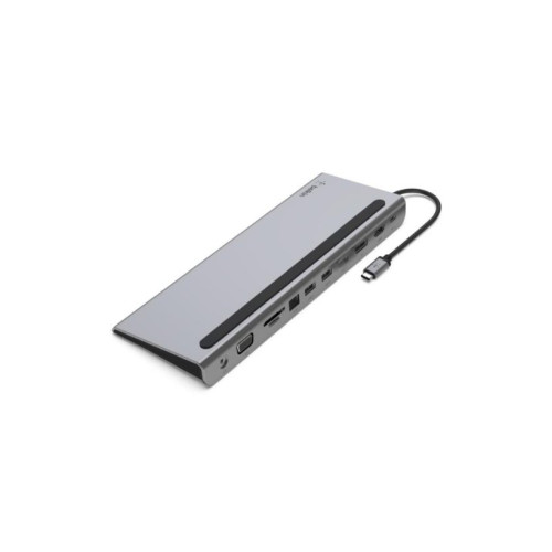 Belkin USB-C Hub, 11'i 1 arada Çoklu Bağlantı Noktalı Adaptör Yuvası, 4K HDMI, DisplayPort, VGA, USB-C ve 100W, Bağlı Cihazdan Şarj Etmek İçin, 3x USB A, Gigabit Ethernet, SD, MicroSD, 3,5 mm Jak Outlet