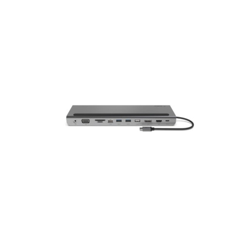 Belkin USB-C Hub, 11'i 1 arada Çoklu Bağlantı Noktalı Adaptör Yuvası, 4K HDMI, DisplayPort, VGA, USB-C ve 100W, Bağlı Cihazdan Şarj Etmek İçin, 3x USB A, Gigabit Ethernet, SD, MicroSD, 3,5 mm Jak Outlet