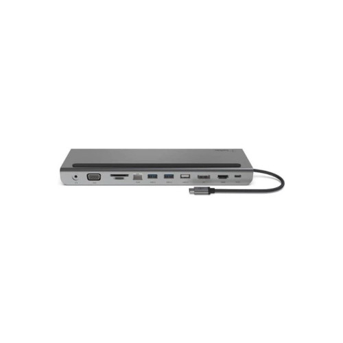 Belkin USB-C Hub, 11'i 1 arada Çoklu Bağlantı Noktalı Adaptör Yuvası, 4K HDMI, DisplayPort, VGA, USB-C ve 100W, Bağlı Cihazdan Şarj Etmek İçin, 3x USB A, Gigabit Ethernet, SD, MicroSD, 3,5 mm Jak Outlet