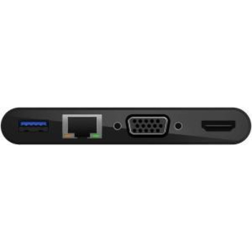 Belkin USB-C Multimedia Adaptörü (VGA, 4K HDMI, USB 3.0, Ethernet Bağlantı Noktalı USB-C Hub) MacBook Pro, iPad Pro, Surface Pro, Chromebook ve daha fazlası için 100 W Doğrudan İletimli Güç Teşhir