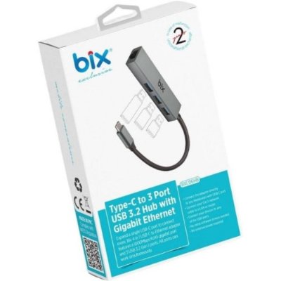 Bix Bxc06hb Type-c'den 3 Bağlantı Noktalı Gigabit Ethernet Usb 3.2 Hub - Teşhir