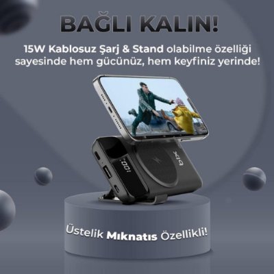 Bix PB102 Beyaz 10000 mAh Hızlı Şarj Kablosuz Powerbank Outlet