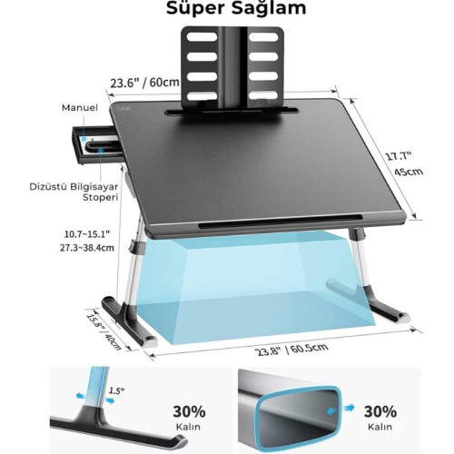 Bix Saiji K7 Ultimate Notebook ve Tablet Çalışma Masası Siyah