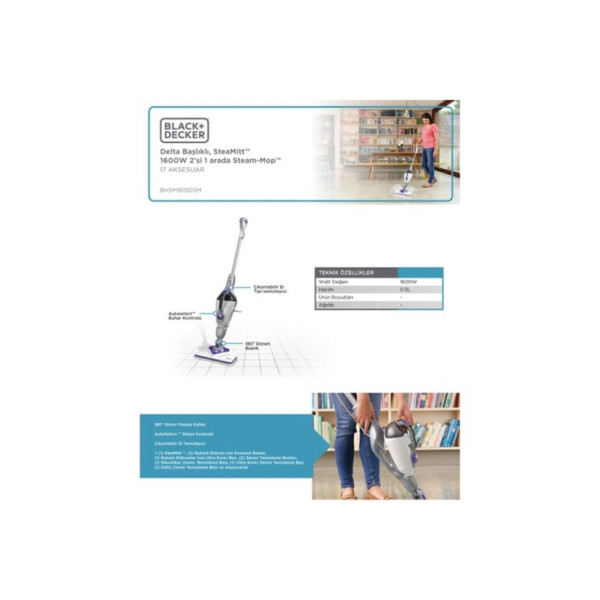 Black+Decker BHSM1615DSM 1600 W Buharlı Temizleyici