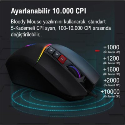 Bloody W60 Max Kırmızı RGB Optik Kablolu Oyuncu Mouse
