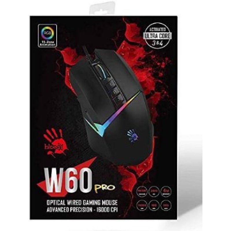 Bloody W60 Pro RGB Optik Kablolu Oyuncu Mouse - Teşhir