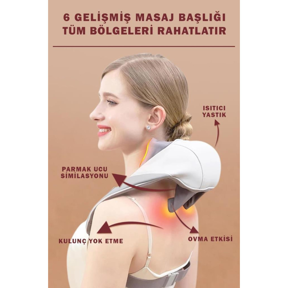 THOMAX Ovmalı Masaj Aleti Boyun Sırt Bel Dayanıklı Şarjlı Gelişmiş Masaj Aleti