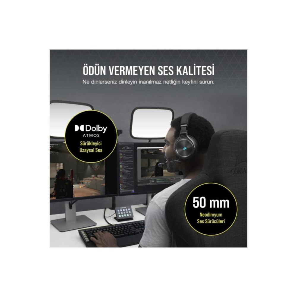Corsair Virtuoso RGB Wireless XT CA-9011188-EU Kablolu/Kablosuz Kulak Üstü Oyuncu Kulaklığı Outlet