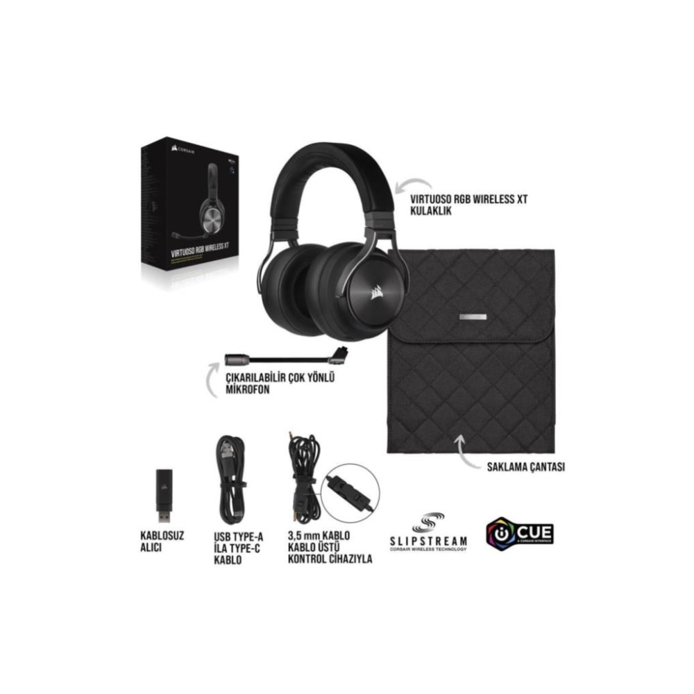 Corsair Virtuoso RGB Wireless XT CA-9011188-EU Kablolu/Kablosuz Kulak Üstü Oyuncu Kulaklığı Outlet