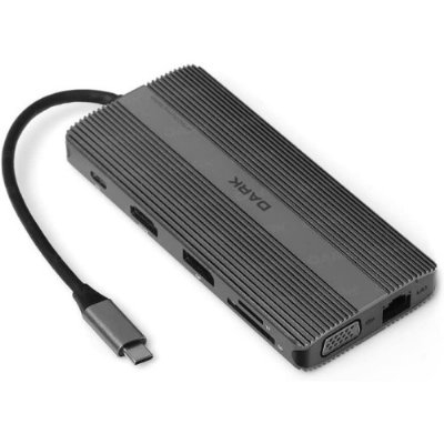Dark USB 3.1 Gen1 Type C 12 in 1 Ethernet/USB-C & USB-C PD / 2xHDMI / VGA/TF SD Kart Okuyucu / 3xUSB 3.0 / Kulaklık Çoklayıcı - Teşhir