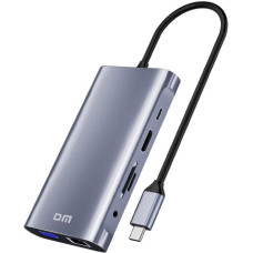DM CHB055 Type-C to HDMI VGA RJ45 USB 3.0 AUX PD TF SD ÇEVİRİCİ - Teşhir