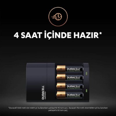 Duracell CEF 14 Pil Şarj Aleti 1300 mAh AA 2'li Şarj Edilebilir Pil