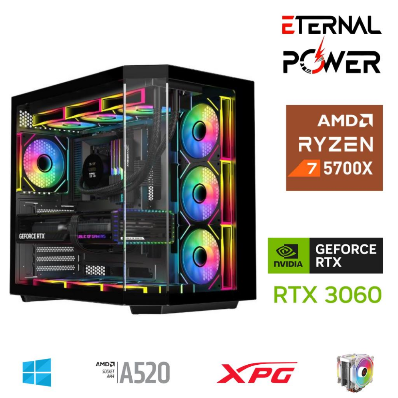 ETERNAL POWER RYZEN 7 5700X 32G DDR4 1TB M.2 RTX3060 A520 A650W ETERNAL POWER RYZEN 7 5700X 32G DDR4 1TB M.2 RTX3060 A520 A650W
