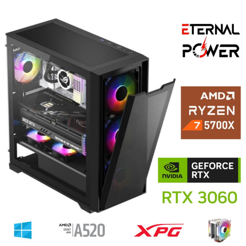 E.POWER RYZEN 7 5700X 32G DDR4 1TB M.2 RTX3060 A520 M650W