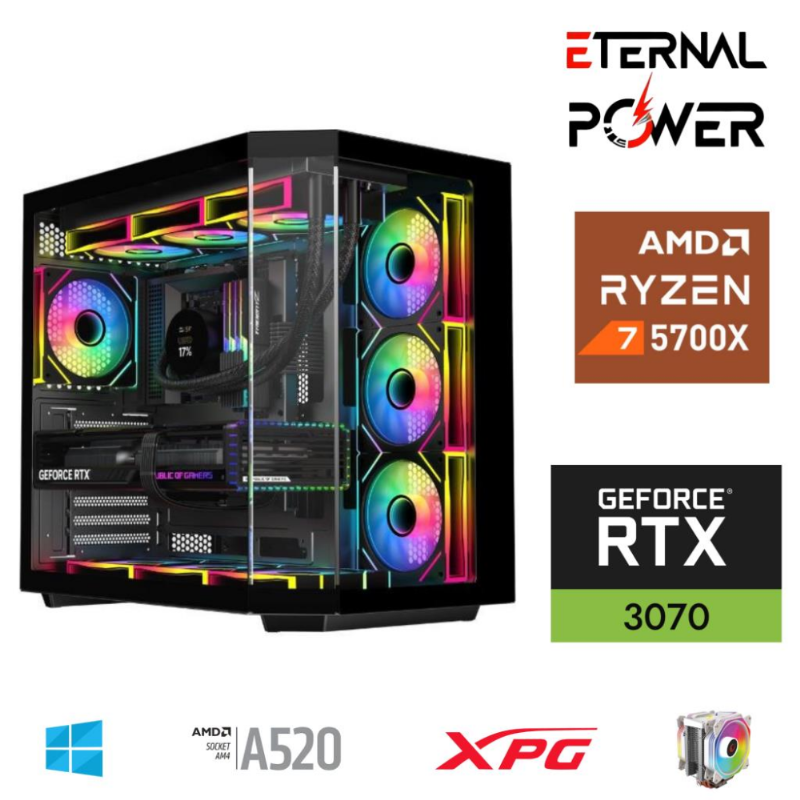 ETERNAL POWER RYZEN 7 5700X 32G DDR4 1TB M.2 RTX3070 A520 A650W ETERNAL POWER RYZEN 7 5700X 32G DDR4 1TB M.2 RTX3070 A520 A650W