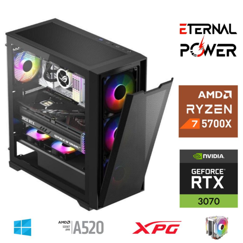 E.POWER RYZEN 7 5700X 32G DDR4 1TB M.2 RTX3070 A520 M650W