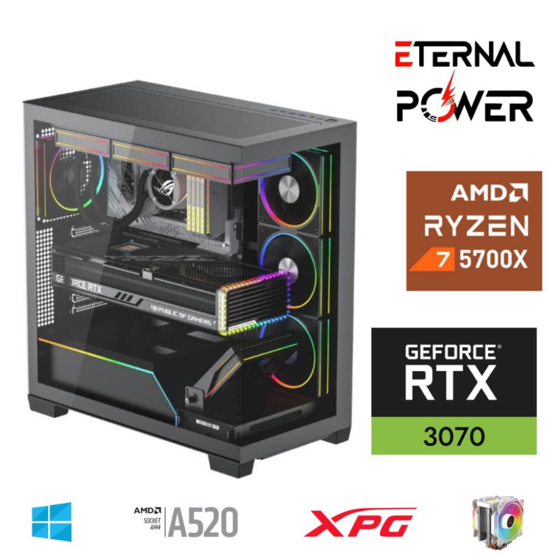 ETERNAL POWER RYZEN 7 5700X 32G DDR4 1TB M.2 RTX3070 A520 T650W ETERNAL POWER RYZEN 7 5700X 32G DDR4 1TB M.2 RTX3070 A520 T650W