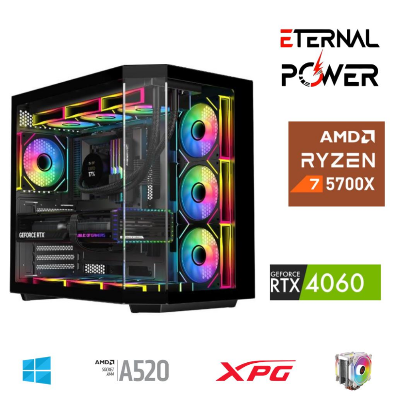 ETERNAL POWER RYZEN 7 5700X 32G DDR4 1TB M.2 RTX4060 A520 A650W ETERNAL POWER RYZEN 7 5700X 32G DDR4 1TB M.2 RTX4060 A520 A650W