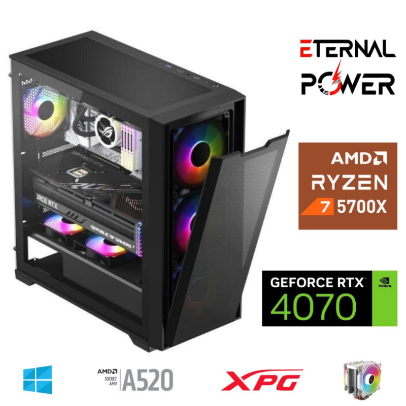 ETERNAL POWER RYZEN 7 5700X 32G DDR4 1TB M.2 RTX4070 A520 M750W ETERNAL POWER RYZEN 7 5700X 32G DDR4 1TB M.2 RTX4070 A520 M750W