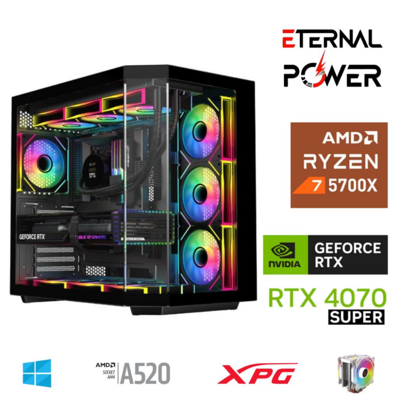 ETERNAL POWER RYZEN 7 5700X 32G DDR4 1TB M.2 RTX4070 Super A520 A750W ETERNAL POWER RYZEN 7 5700X 32G DDR4 1TB M.2 RTX4070 Super A520 A750W