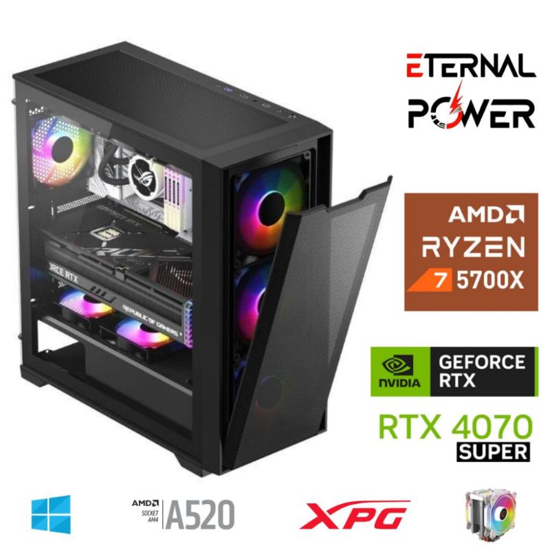 ETERNAL POWER RYZEN 7 5700X 32G DDR4 1TB M.2 RTX4070 Super A520 M750W ETERNAL POWER RYZEN 7 5700X 32G DDR4 1TB M.2 RTX4070 Super A520 M750W