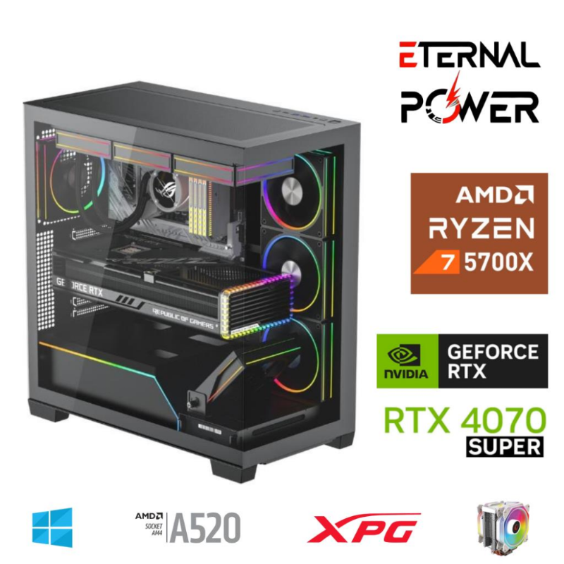 ETERNAL POWER RYZEN 7 5700X 32G DDR4 1TB M.2 RTX4070 Super A520 T750W ETERNAL POWER RYZEN 7 5700X 32G DDR4 1TB M.2 RTX4070 Super A520 T750W