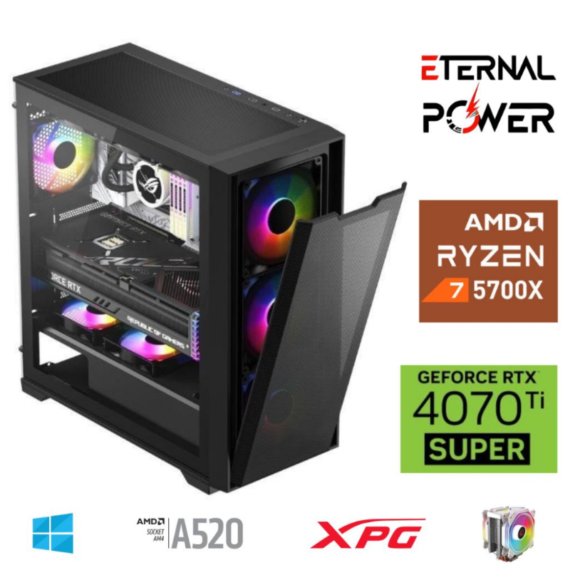 ETERNAL POWER RYZEN 7 5700X 32G DDR4 1TB M.2 RTX4070Ti Super A520 M750W ETERNAL POWER RYZEN 7 5700X 32G DDR4 1TB M.2 RTX4070Ti Super A520 M750W