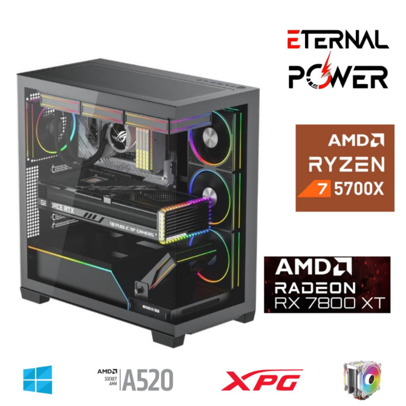 ETERNAL POWER RYZEN 7 5700X 32G DDR4 1TB M.2 RX7800XT A520 T650W ETERNAL POWER RYZEN 7 5700X 32G DDR4 1TB M.2 RX7800XT A520 T650W