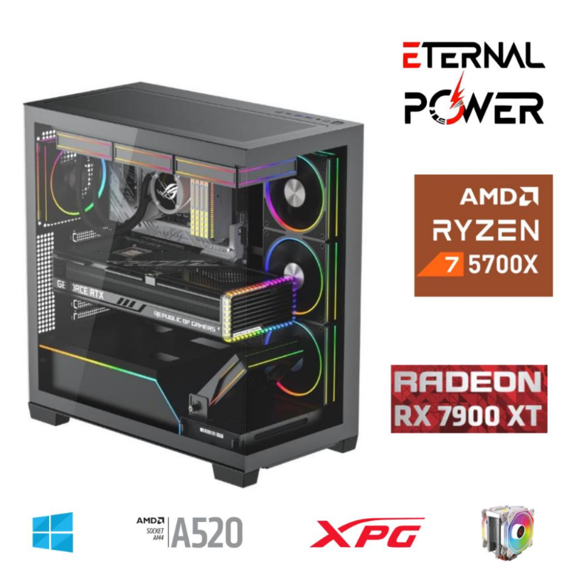 ETERNAL POWER RYZEN 7 5700X 32G DDR4 1TB M.2 RX7900XT A520 T750W ETERNAL POWER RYZEN 7 5700X 32G DDR4 1TB M.2 RX7900XT A520 T750W