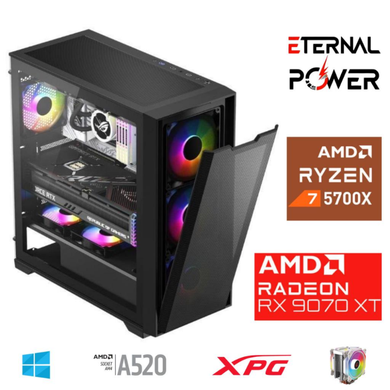 E.POWER RYZEN 7 5700X 32G DDR4 1TB M.2 RX9070XT A520 M750W