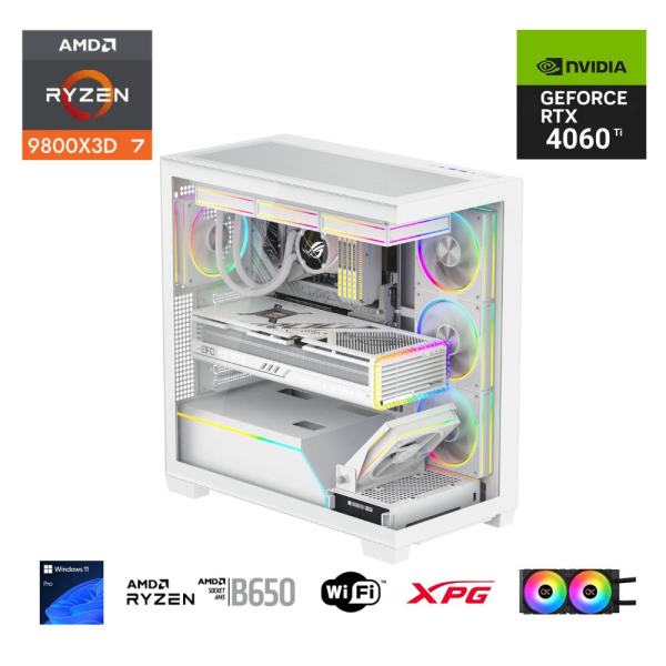 E.POWER RYZEN 7 9800X3D 32G DDR5 1TB M.2 RTX4060Ti B650 WIFI 750W 240M