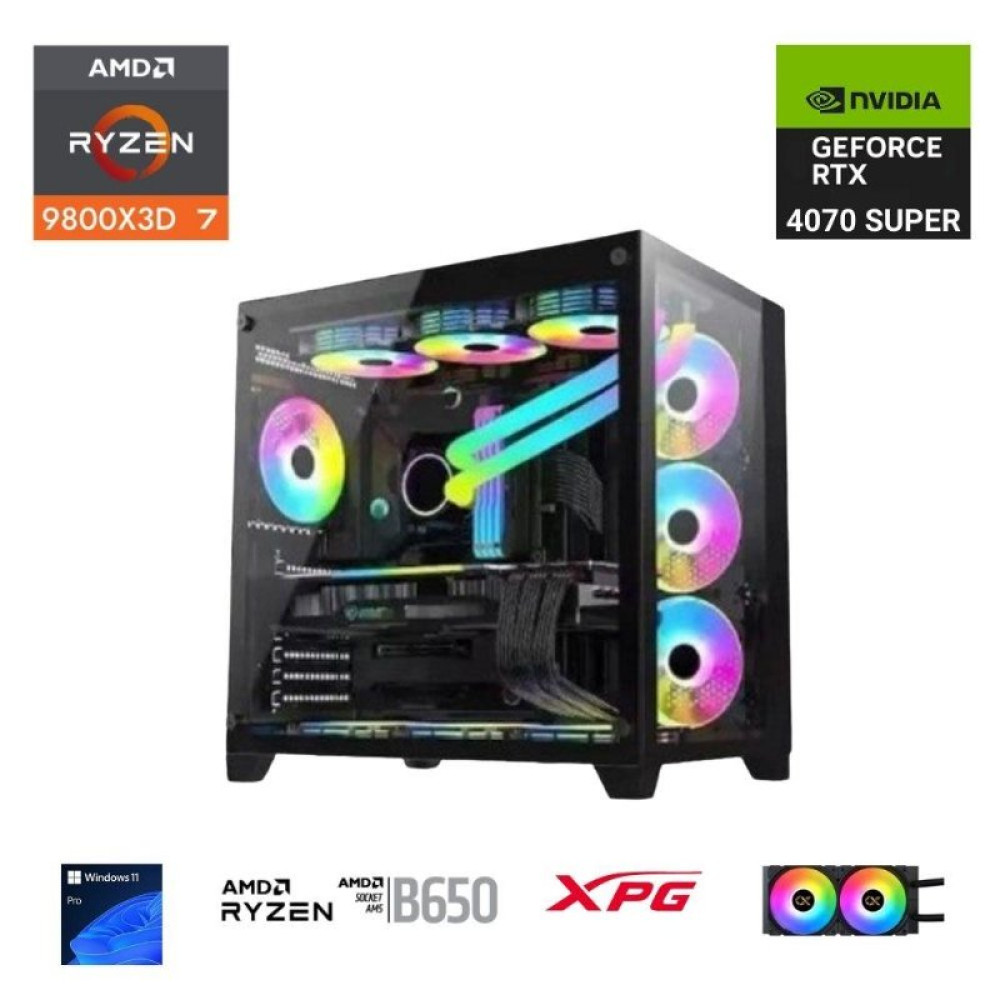 E.POWER  RYZEN 7 9800X3D 32GB DDR5 1TB M.2  RTX 4070 SUPER B650 750W 240M