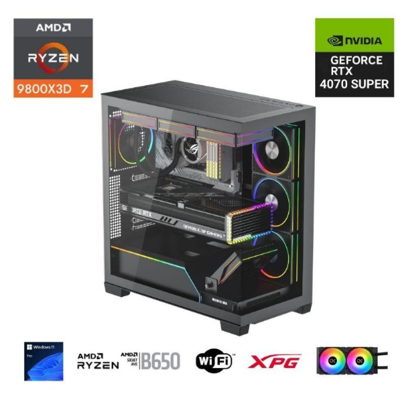 E.POWER  RYZEN 7 9800X3D 32GB DDR5 1TB M.2  RTX 4070 SUPER B650 WIFI 750W 240M