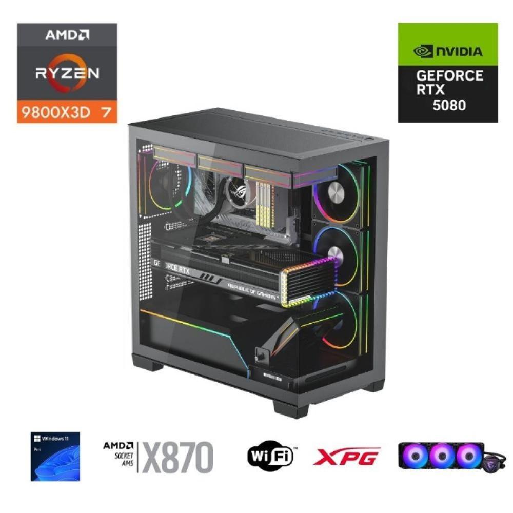 E.POWER  RYZEN 7 9800X3D 32GB DDR5 2TB M.2  RTX 5080 X870 WIFI 1000W 360M
