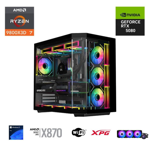 E.POWER  RYZEN 7 9800X3D 32GB DDR5 2TB M.2  RTX 5080 X870 WIFI 1000W 360M