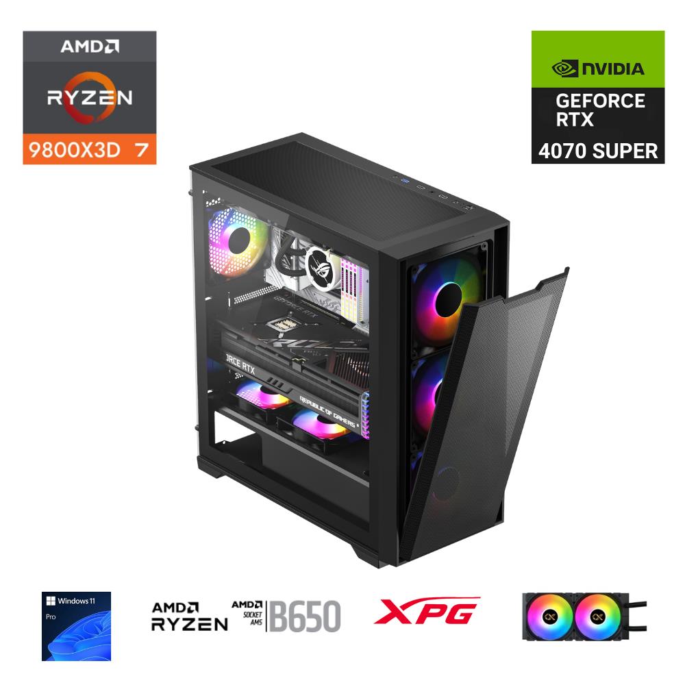 E.POWER  RYZEN 7 9800X3D 64GB DDR5 1TB M.2  RTX 4070 SUPER B650 750W 240M