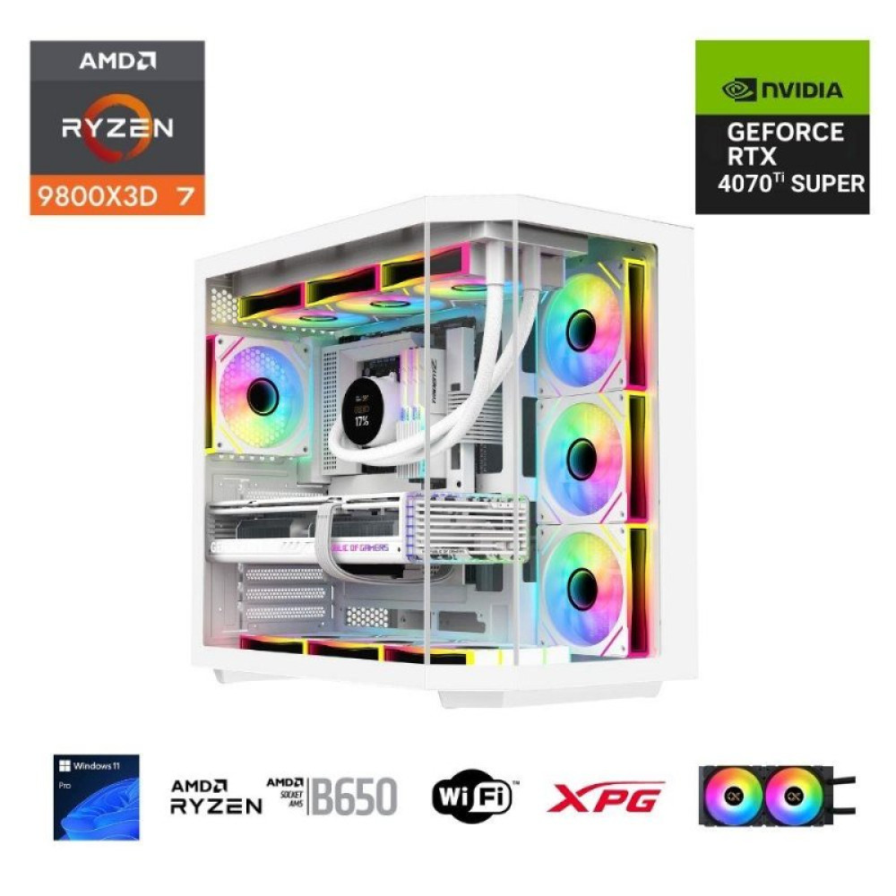 E.POWER  RYZEN 7 9800X3D 64GB DDR5 1TB M.2  RTX 4070Tİ SUPER B650 WIFI 750W 240M