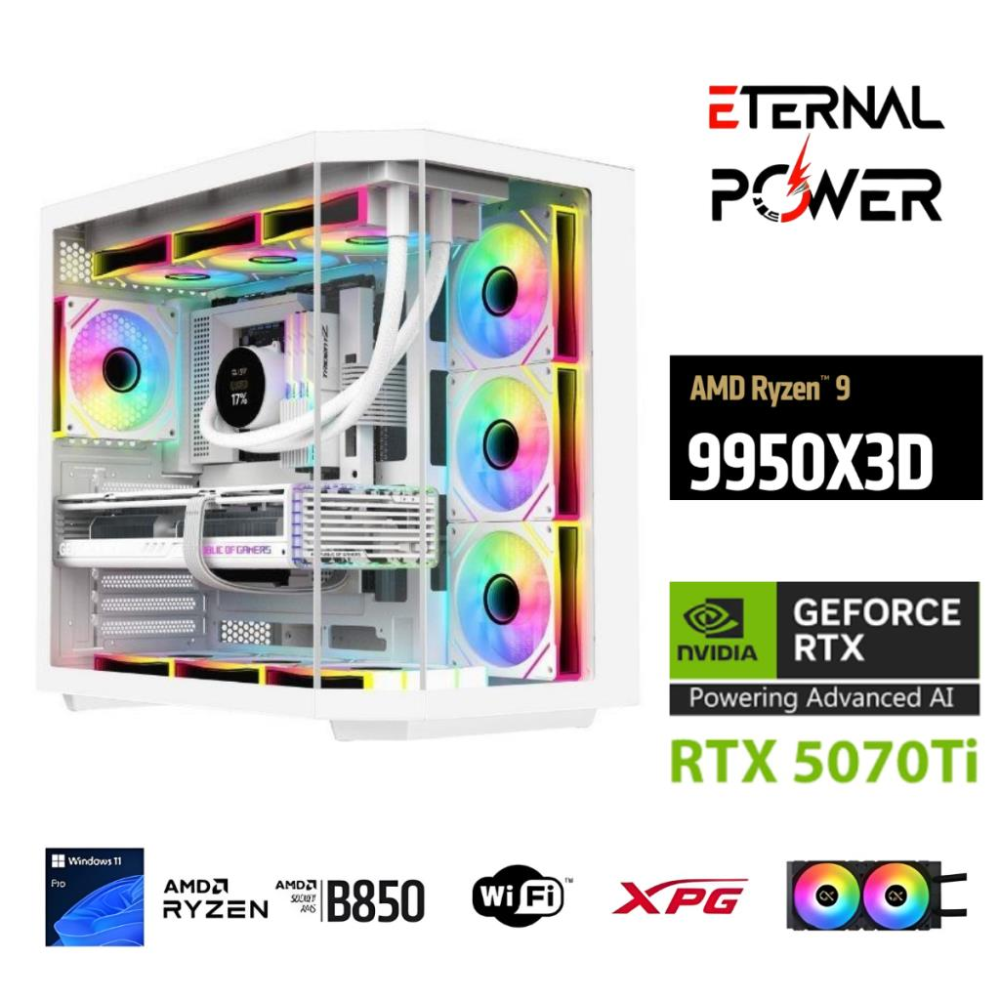 ETERNAL POWER  RYZEN 9 9950X3D 32GB DDR5 1TB M.2  RTX 5070Tİ B860 WIFI 750W 240M