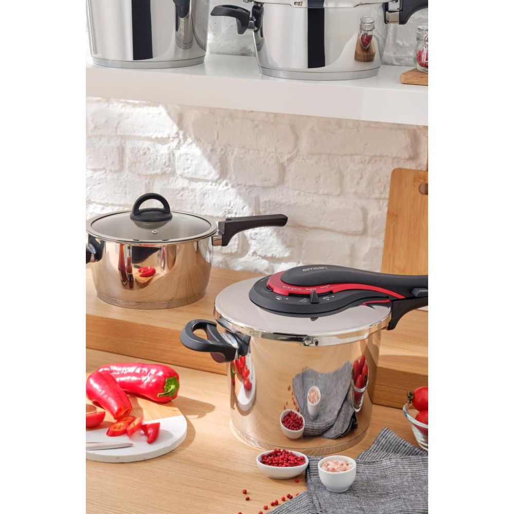 Emsan Up-line Kırmızı 4 lt + 6 lt Düdüklü Tencere Seti Outlet