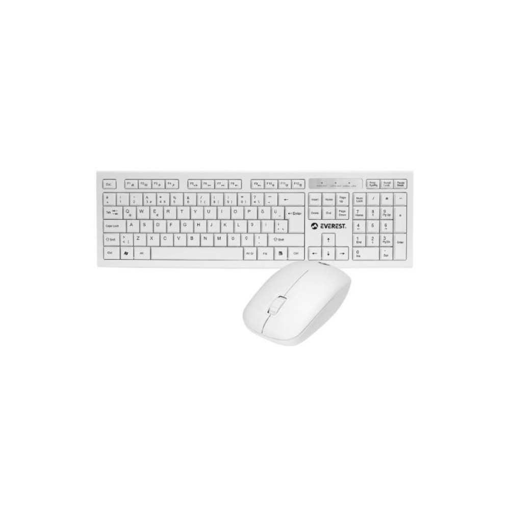 Everest KM-6121 Beyaz Kablosuz Klavye Mouse Seti Outlet