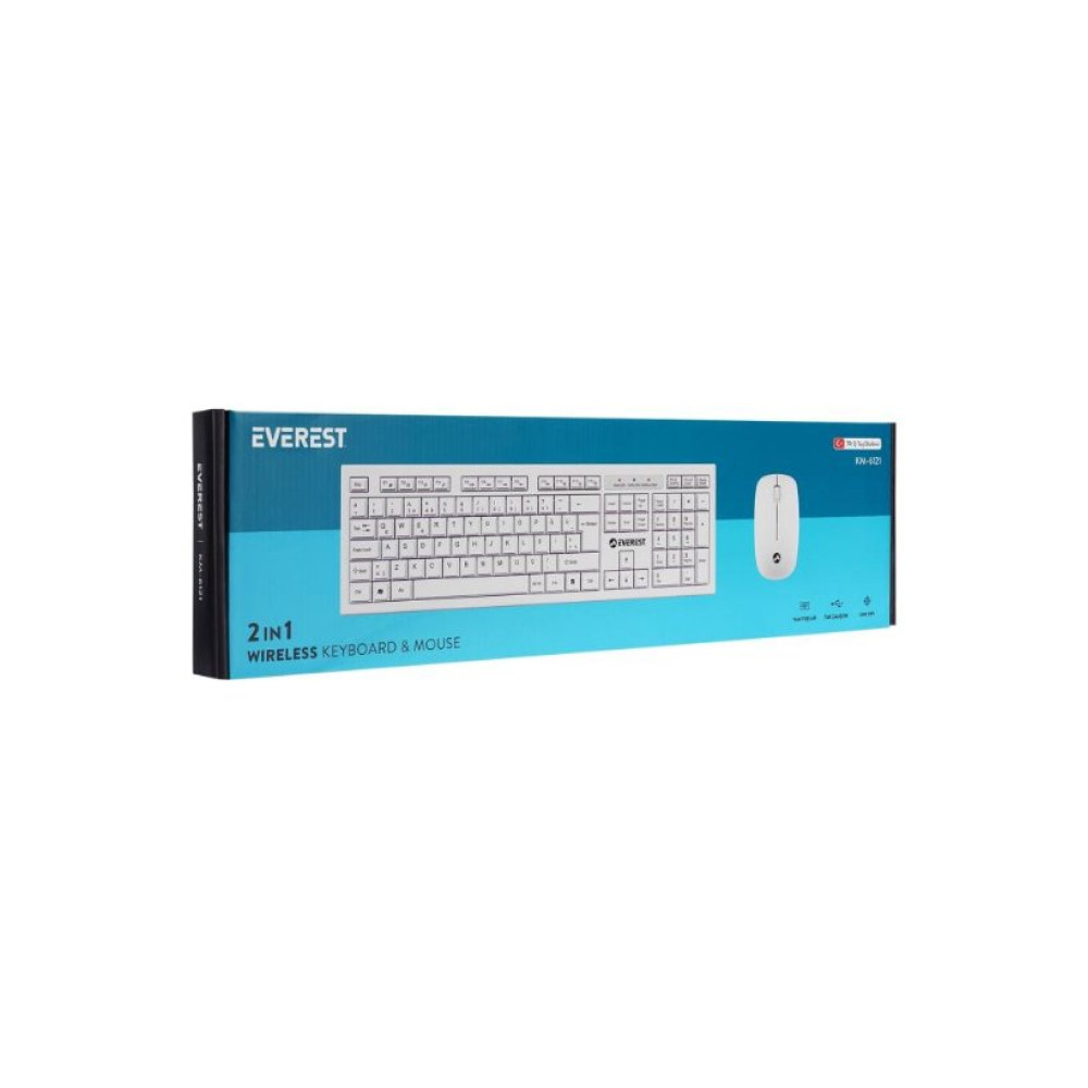 Everest KM-6121 Beyaz Kablosuz Klavye Mouse Seti Outlet