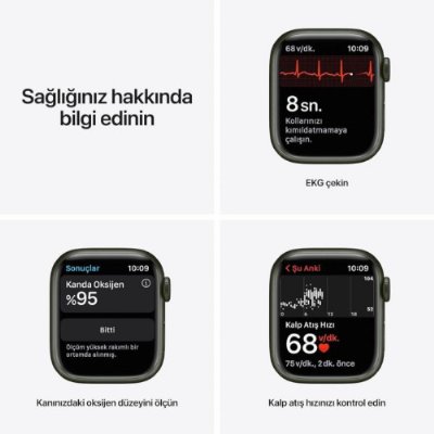 Apple Watch Series 7 GPS + Cellular 41mm Yeşil Alüminyum Kasa ve Spor Kordon Akıllı Saat Garantisiz