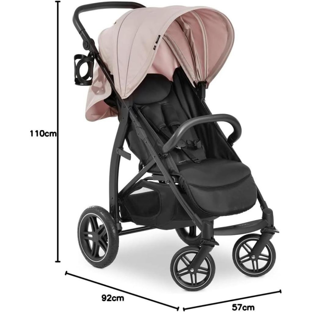 Hauck Buggy Rapid 4D, doğumdan itibaren 22 kg'a kadar çocuklar için uzanma fonksiyonlu, lastik tekerlekli, bardak tutucu, UPF 50+, küçük katlanabilir, 3 kg'a kadar XL sepet (Dusty Rose) Outlet