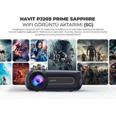 Havit Pj209 Prime Sapphire Full Hd 1080p Projeksiyon Cihazı - 350 Ansi, Wifi Görüntü Aktarımı 5g