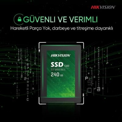Hikvision SSD C100 2.5 inç Katı Hal Diski, 240 GB, Siyah