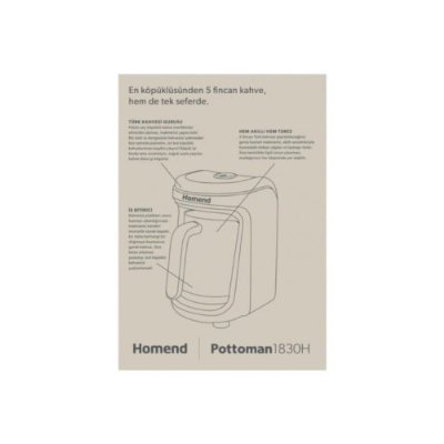 Homend Pottoman 1830H Bulut Kremi Türk Kahve Makinesi Outlet