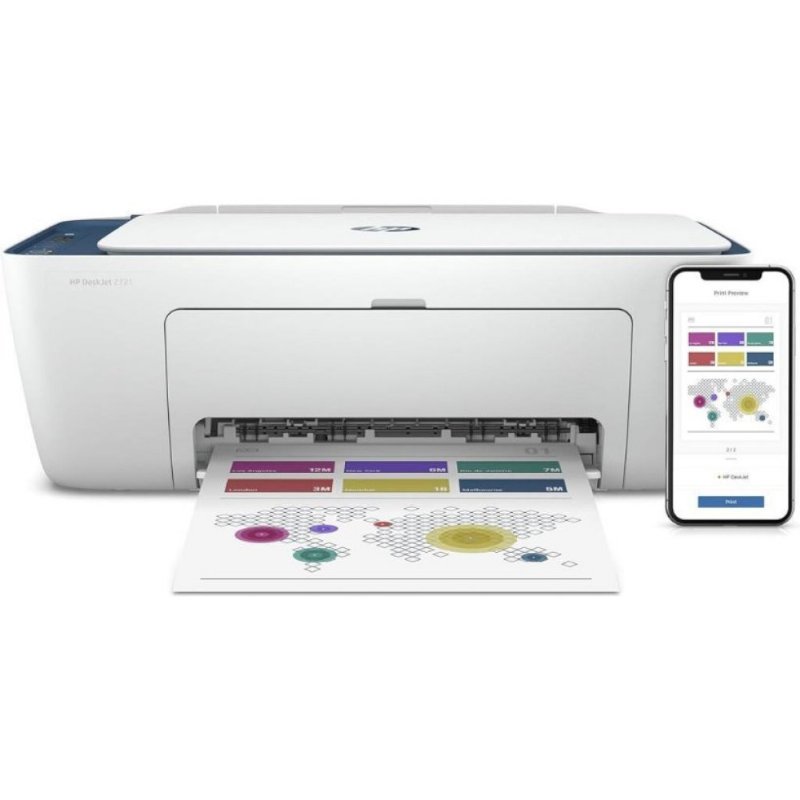 HP DeskJet 2721 7FR54B Wi-Fi + Tarayıcı + Fotokopi Renkli Çok Fonksiyonlu Mürekkep Püskürtmeli Yazıcı Teşhir