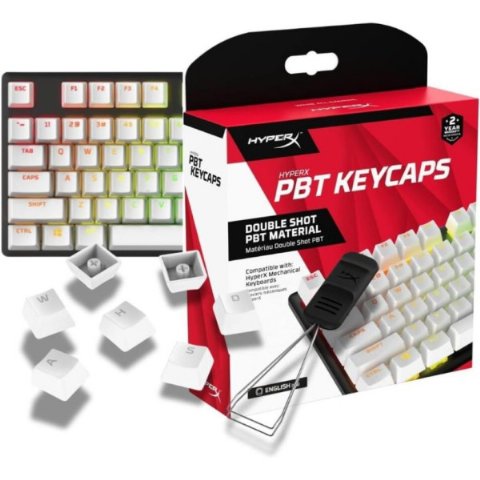 HyperX PBT Keycaps Full Key Set, Double Shot PBT Material, English (US) Layout, 104 Keys White 